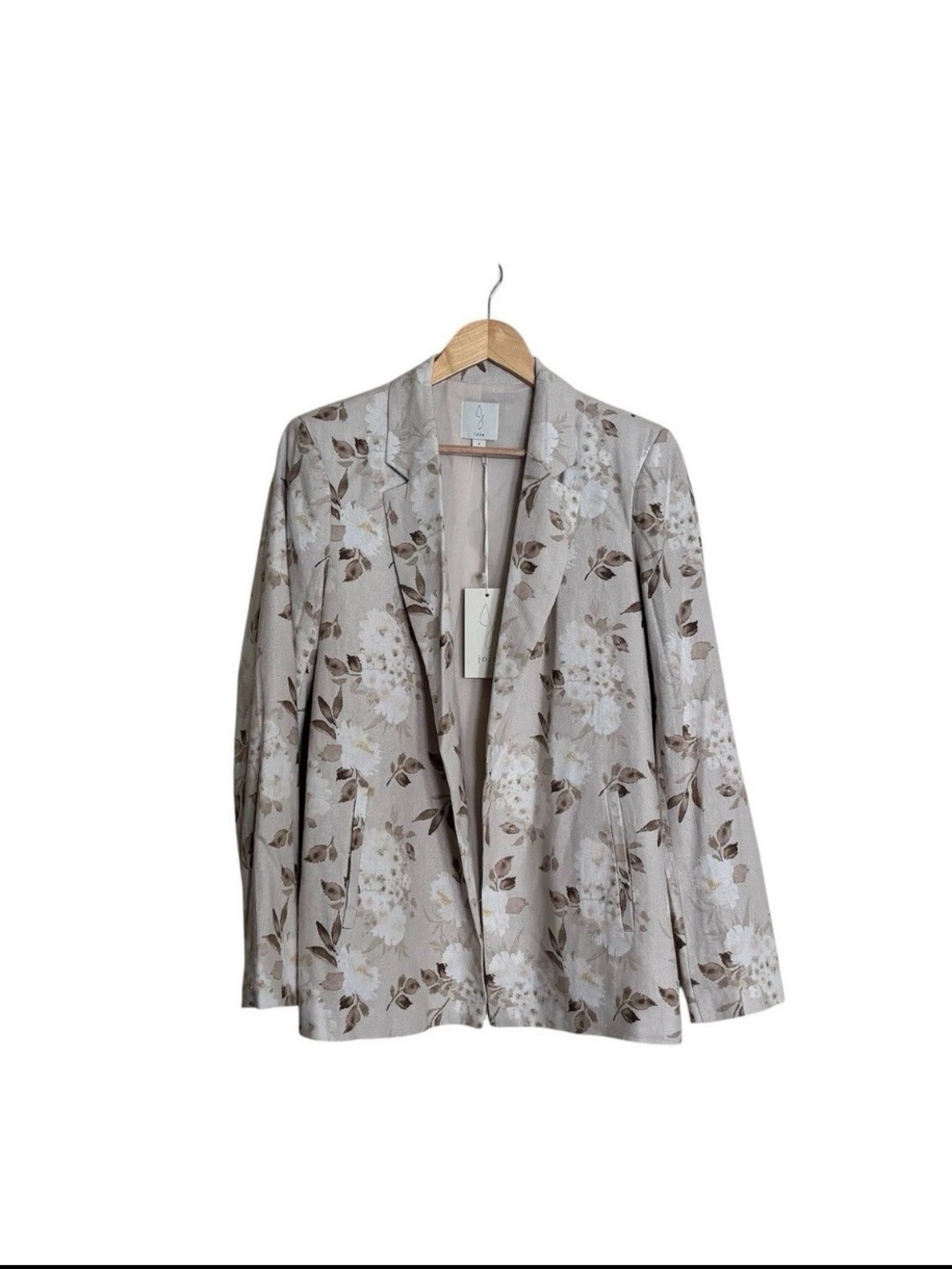 NWT Joie Linen Blend Blazer Floral Neutral Botanical Jacket Size S Open Front